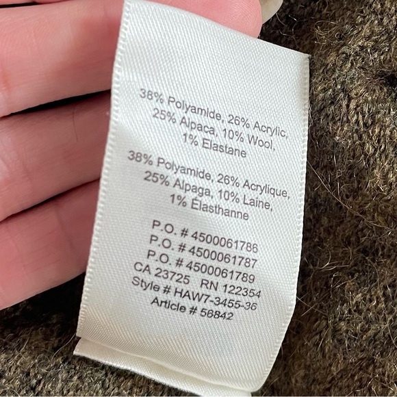 Aritzia Fei Fei Alpaca Blend Sweater Wilfred Free Green Small Boho Wool Fringe - Picture 13 of 15